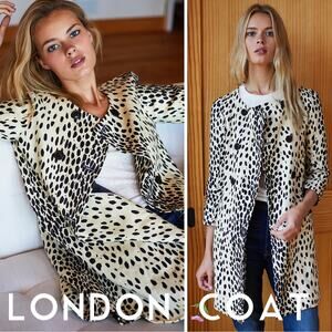 RARE Emerson Fry London Coat in Leopard, Linen, Sz 4